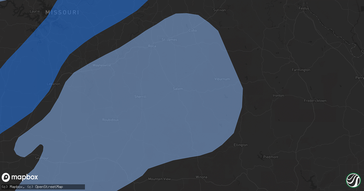 Hail map in Salem, MO on April 20, 2025