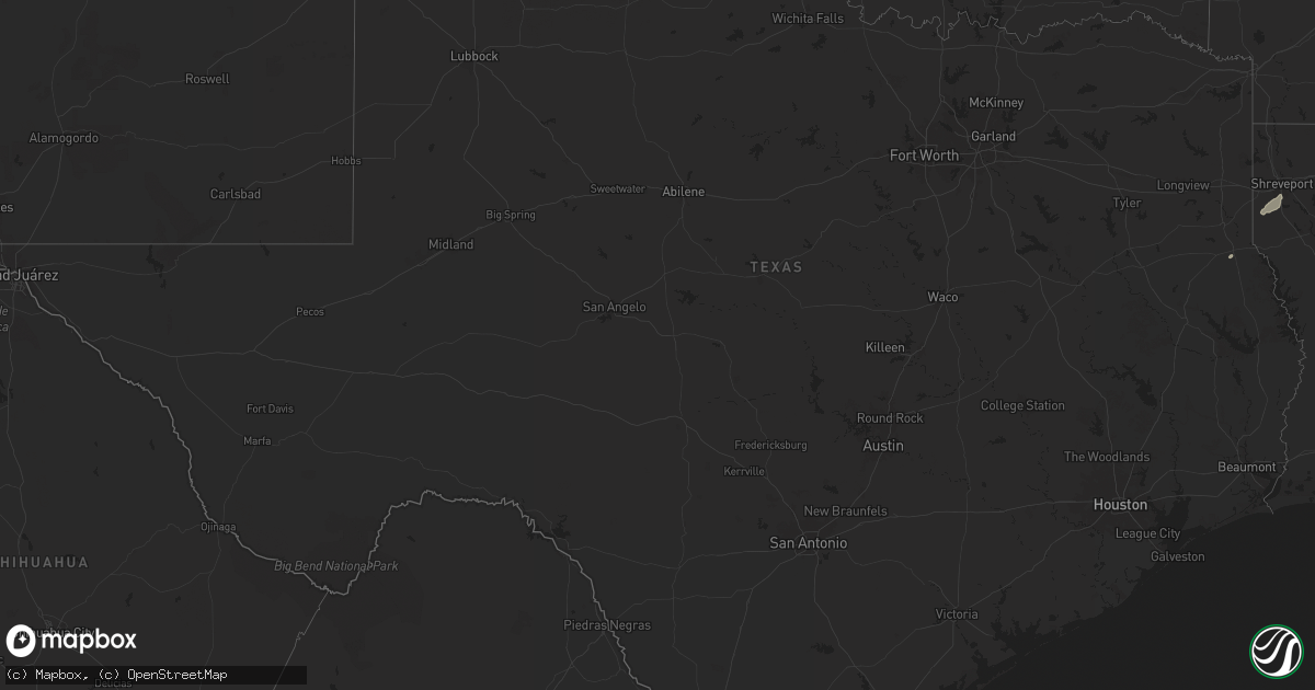 Hail map in Texas on April 20, 2025