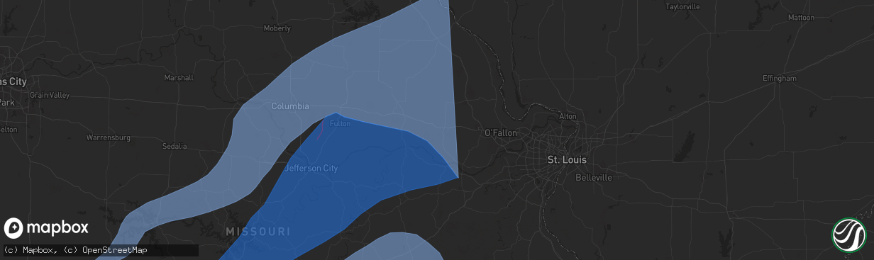 Hail map in Warrenton, MO on April 20, 2025