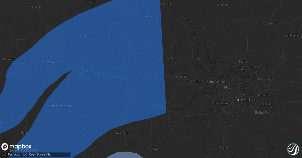 Hail map in Warrenton, MO on April 20, 2025