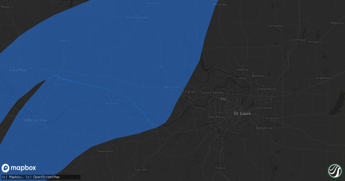 Hail map in Wentzville, MO on April 20, 2025