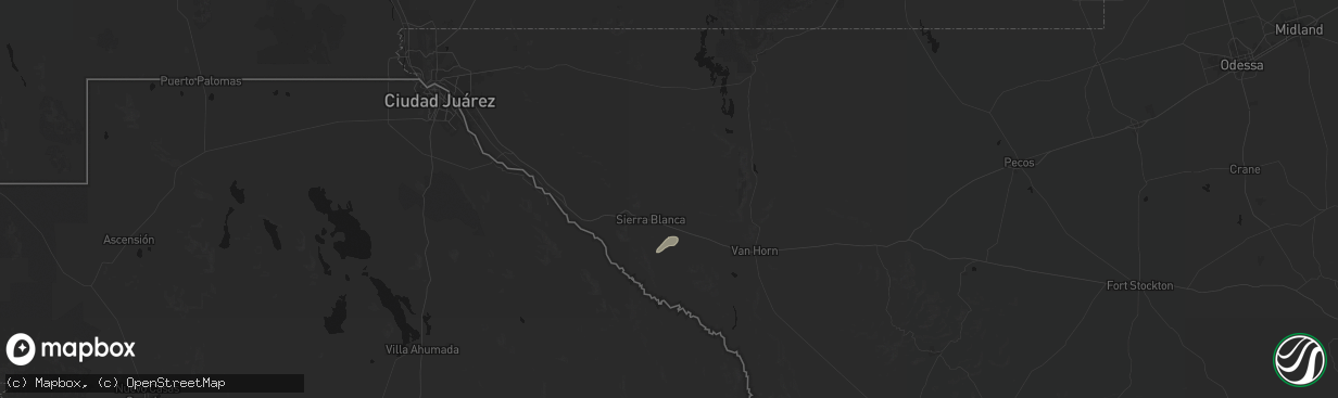 Hail map in Sierra Blanca, TX on April 20, 2026
