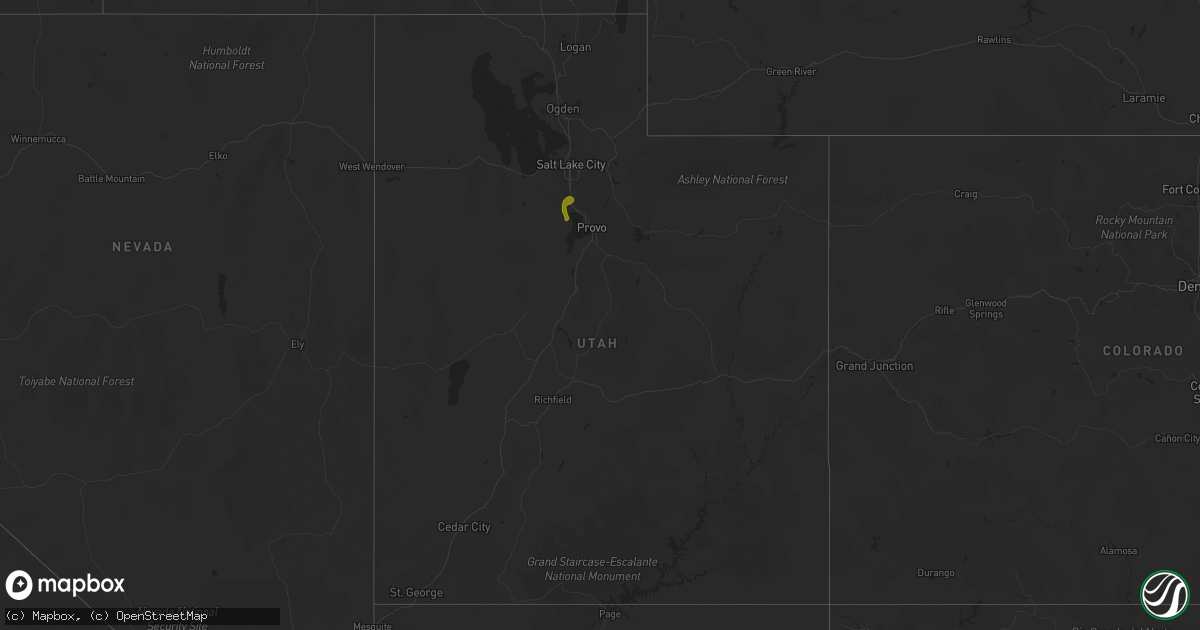 Hail map in Utah on April 21, 2010