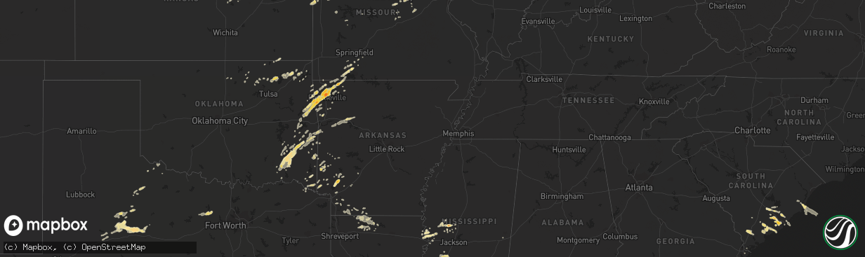 Hail map in Georgia on April 21, 2011