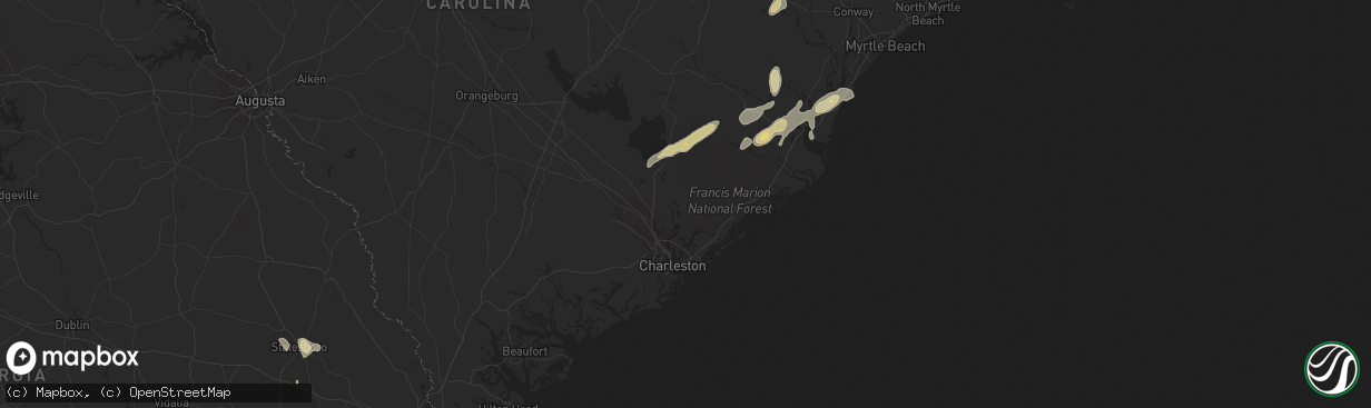 Hail map in Moncks Corner, SC on April 21, 2012