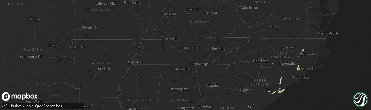 Hail map in South Carolina on April 21, 2012