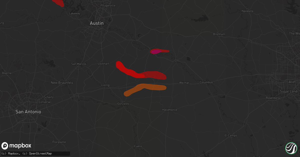 Hail map in Flatonia, TX on April 21, 2013