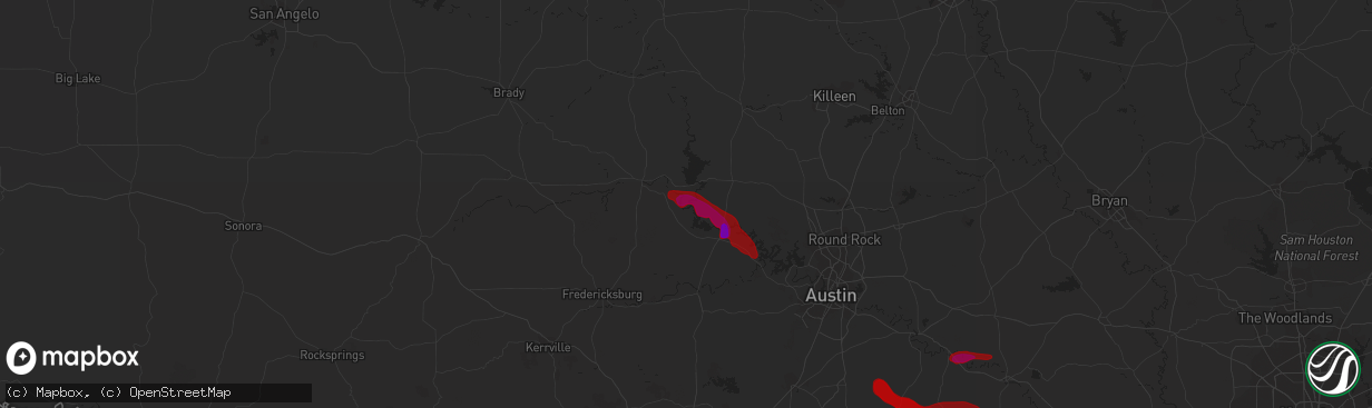 Hail map in Kingsland, TX on April 21, 2013