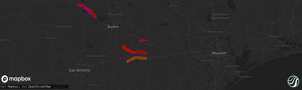 Hail map in La Grange, TX on April 21, 2013
