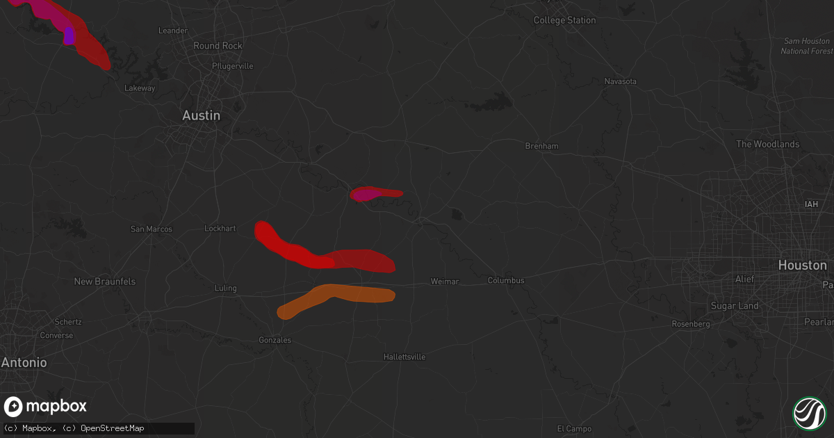 Hail map in La Grange, TX on April 21, 2013