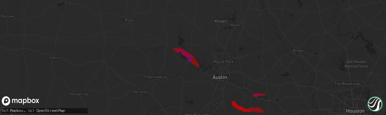 Hail map in Marble Falls, TX on April 21, 2013