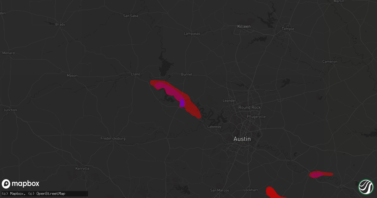 Hail map in Marble Falls, TX on April 21, 2013