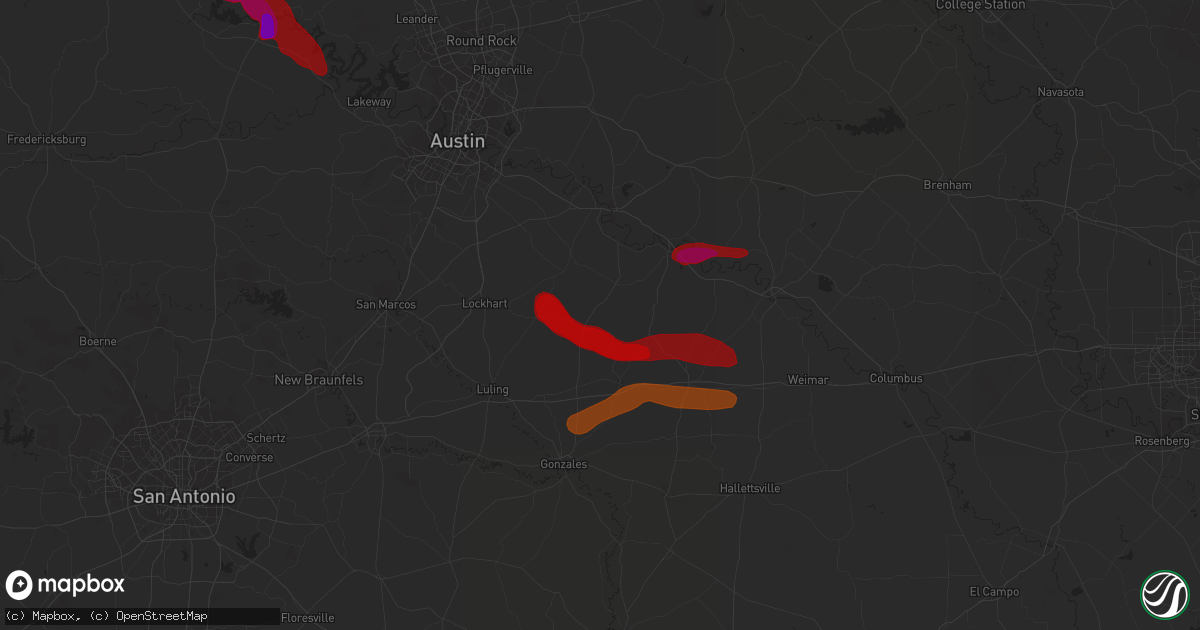 Hail map in Rosanky, TX on April 21, 2013