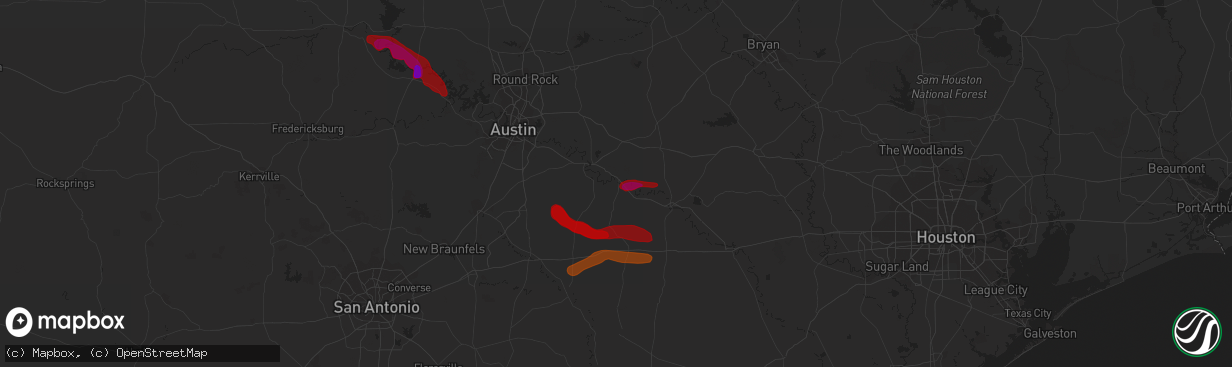 Hail map in Smithville, TX on April 21, 2013