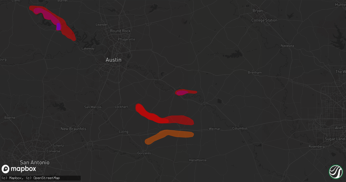 Hail map in Smithville, TX on April 21, 2013