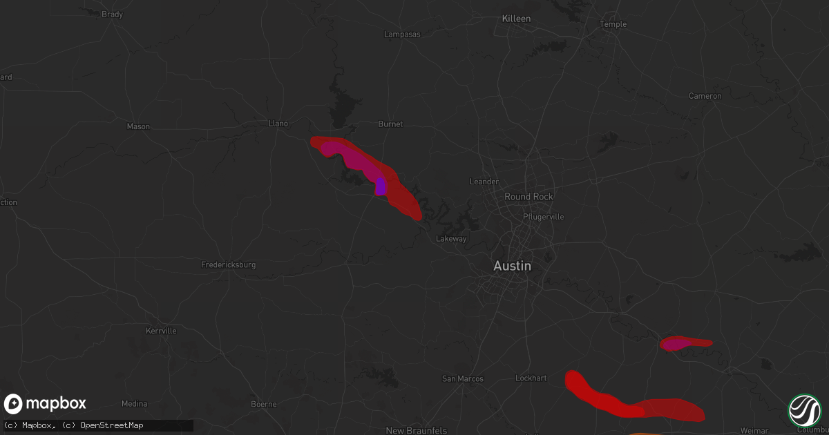 Hail map in Spicewood, TX on April 21, 2013