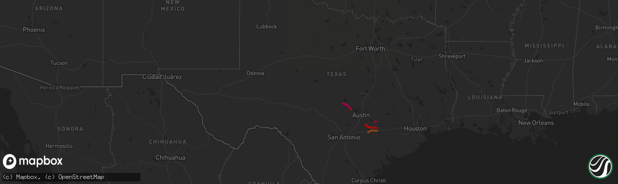 Hail map in Texas on April 21, 2013