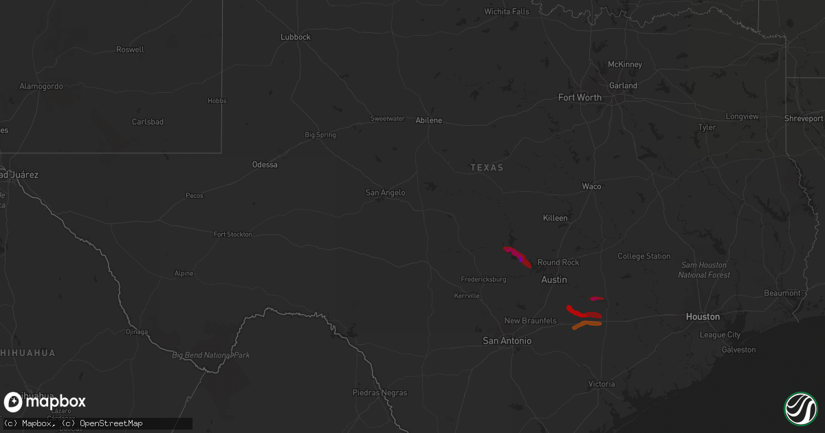 Hail map in Texas on April 21, 2013