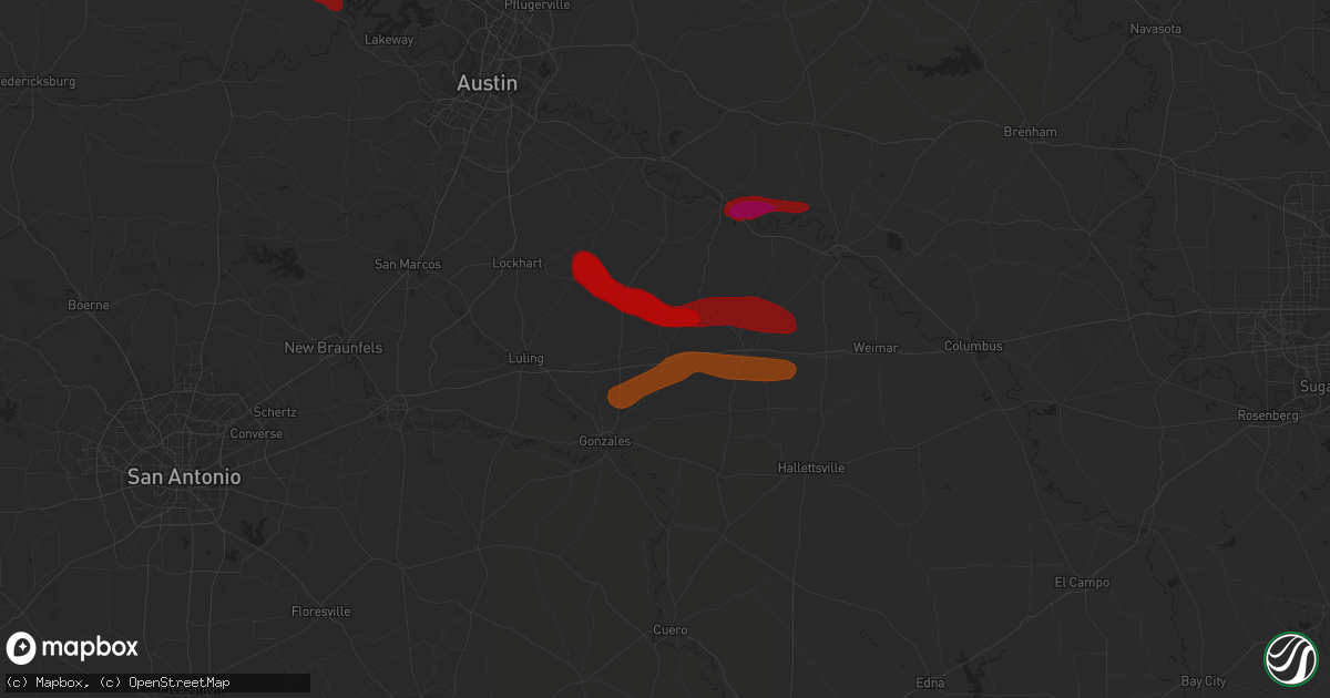 Hail map in Waelder, TX on April 21, 2013