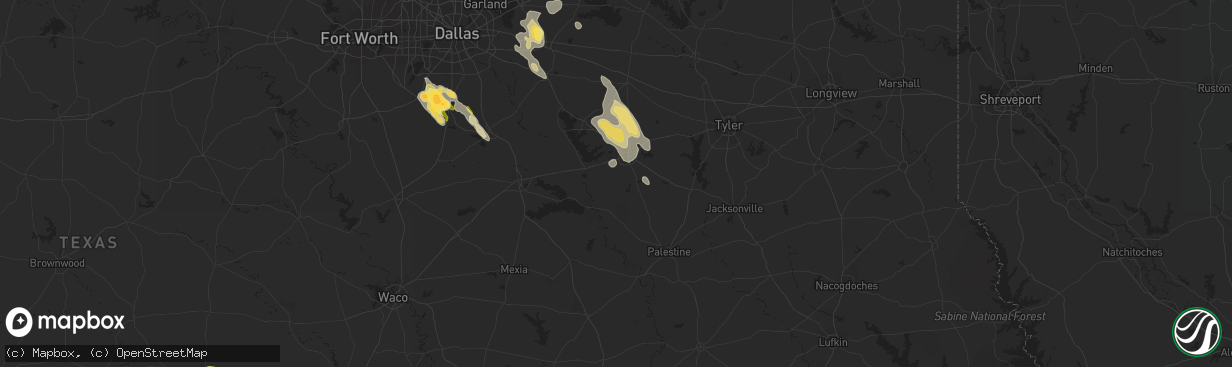 Hail map in Athens, TX on April 21, 2014
