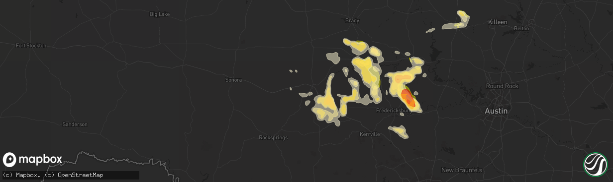 Hail map in Junction, TX on April 21, 2014