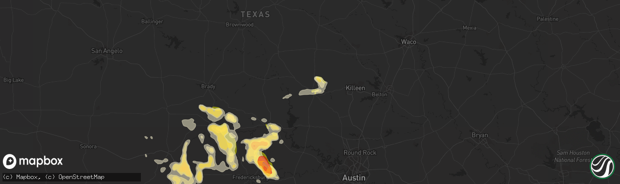 Hail map in Lampasas, TX on April 21, 2014