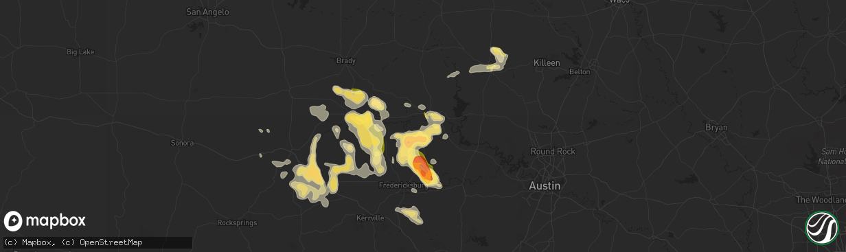 Hail map in Llano, TX on April 21, 2014