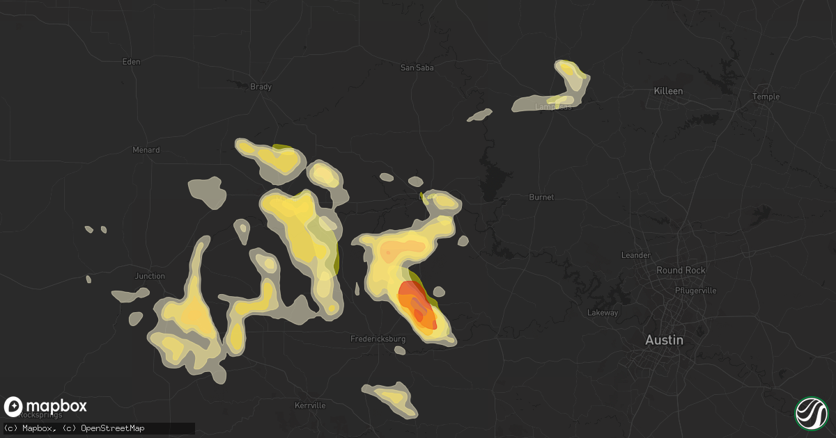 Hail map in Llano, TX on April 21, 2014