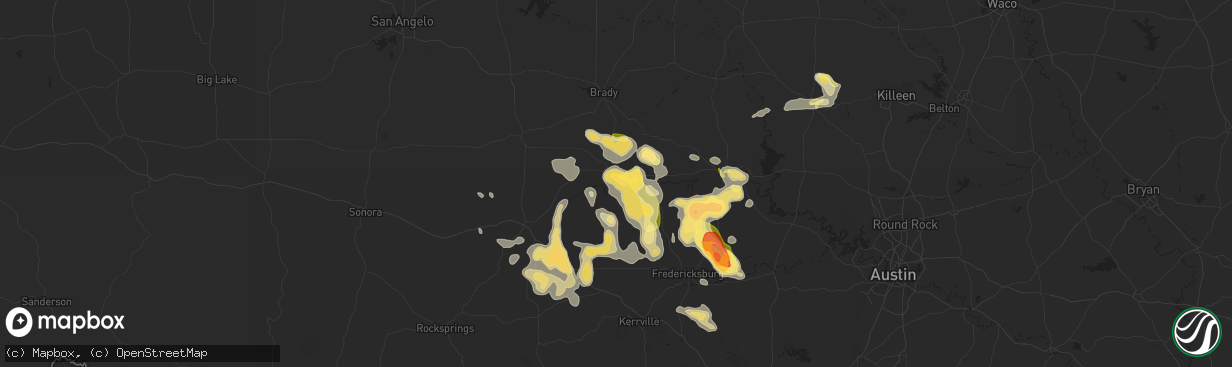 Hail map in Mason, TX on April 21, 2014