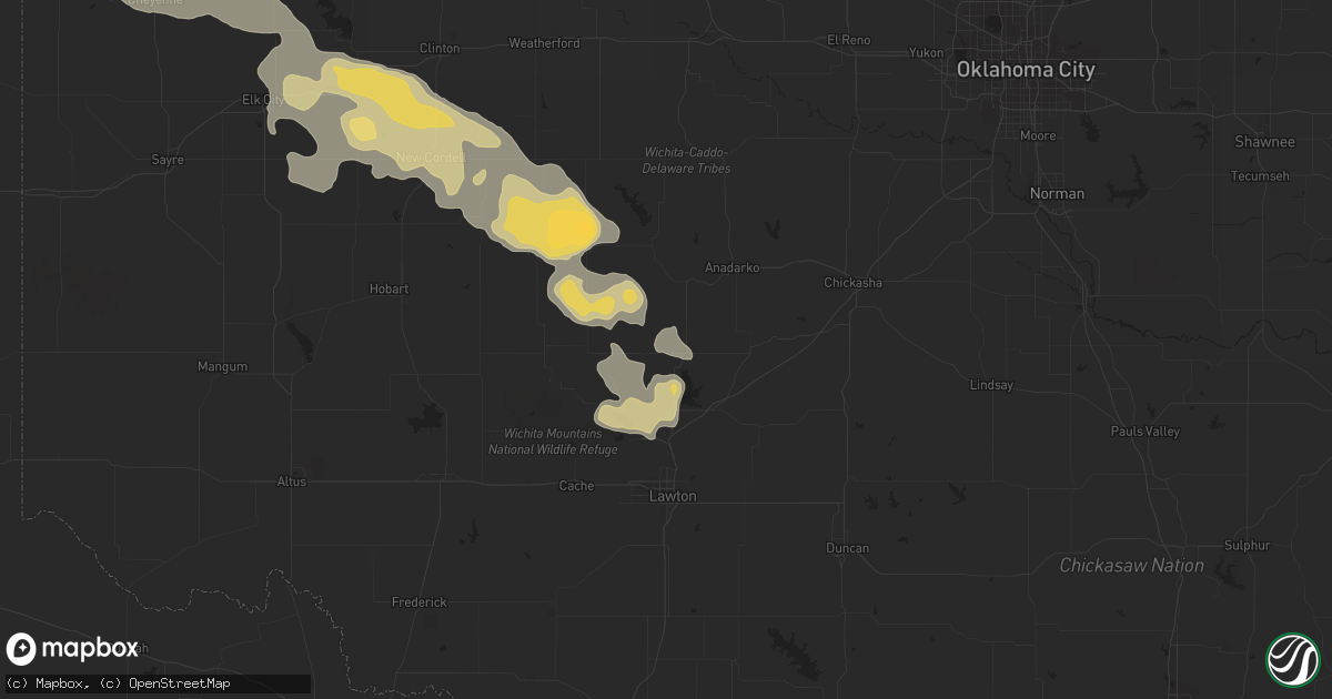 Hail map in Apache, OK on April 21, 2015