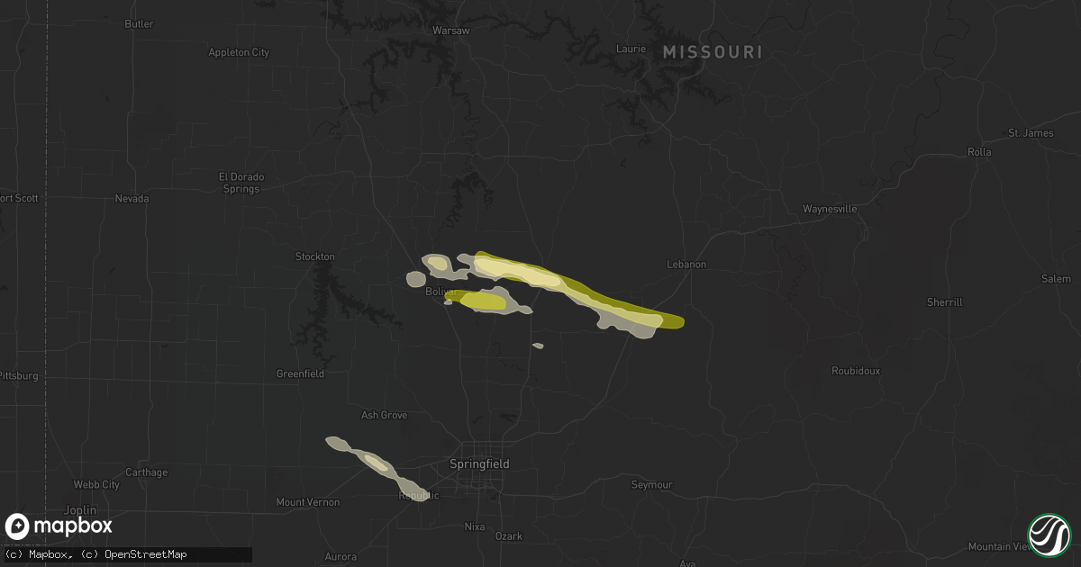 Hail map in Buffalo, MO on April 21, 2015