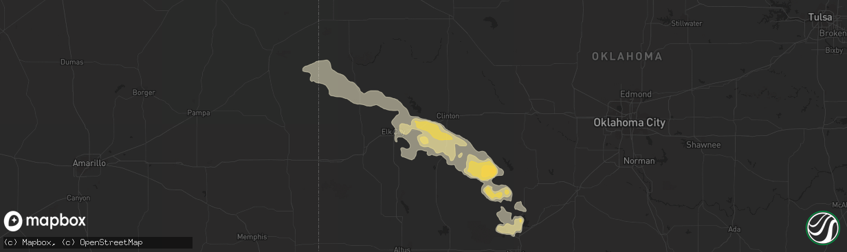 Hail map in Foss, OK on April 21, 2015