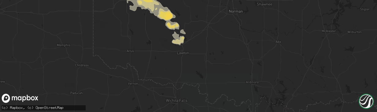 Hail map in Lawton, OK on April 21, 2015