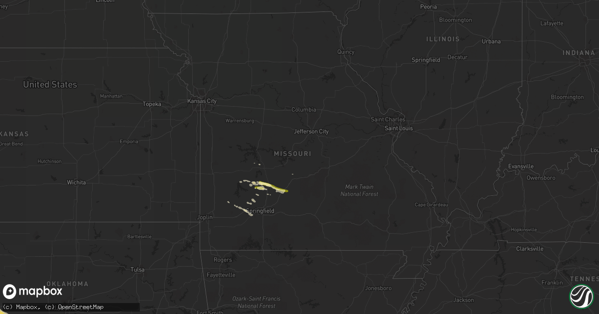 Hail map in Missouri on April 21, 2015