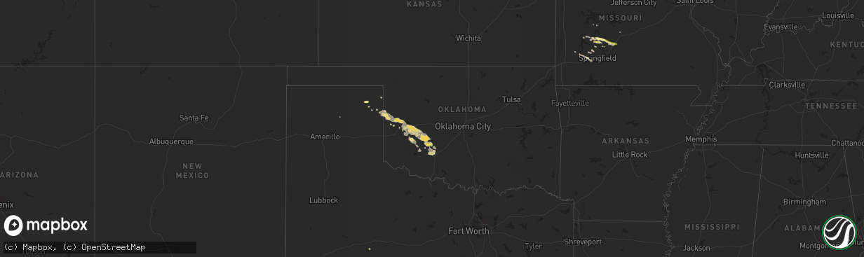 Hail map in Oklahoma on April 21, 2015