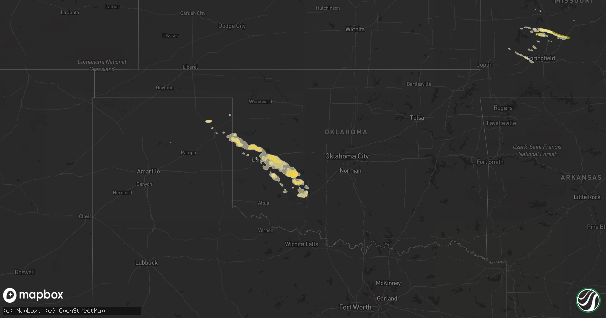 Hail map in Oklahoma on April 21, 2015