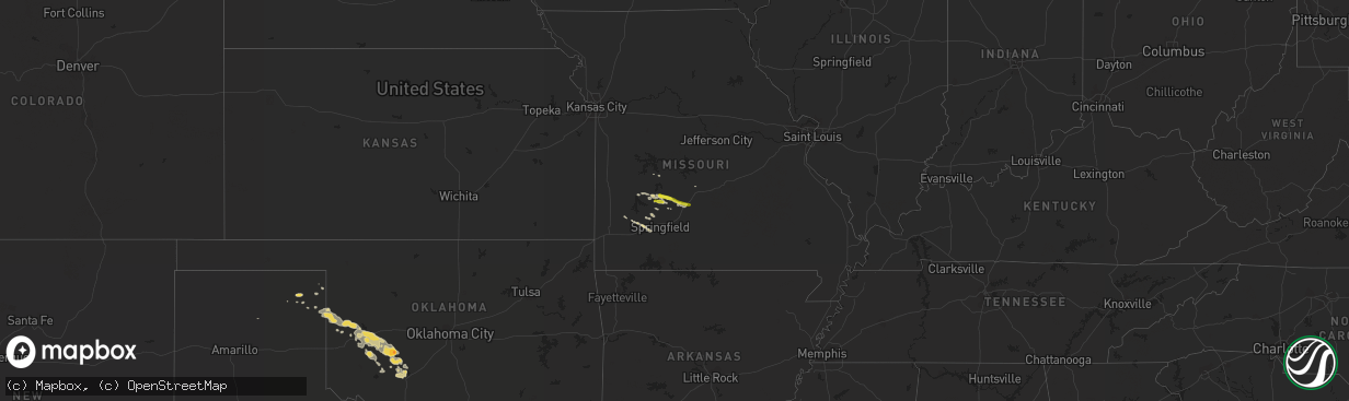 Hail map on April 21, 2015