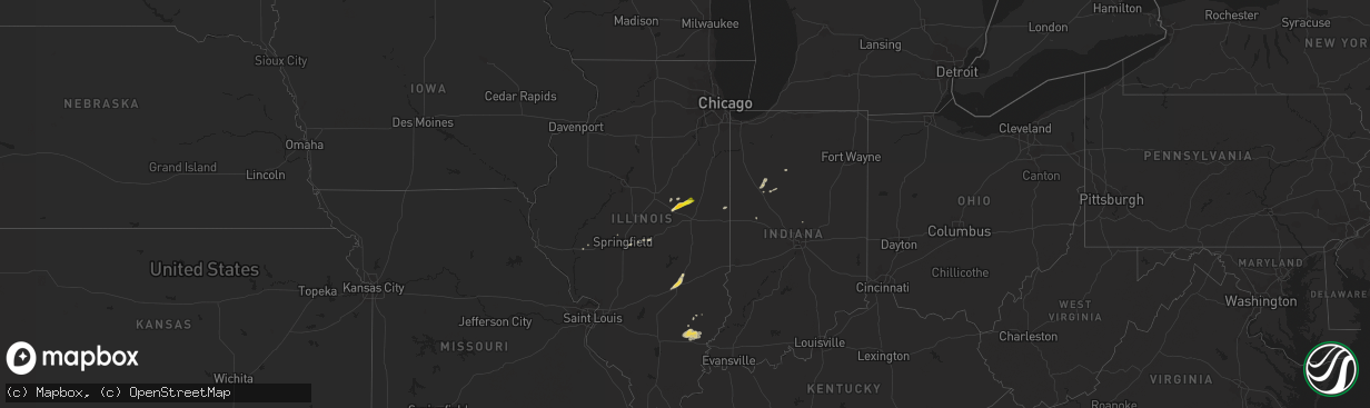 Hail map on April 21, 2016