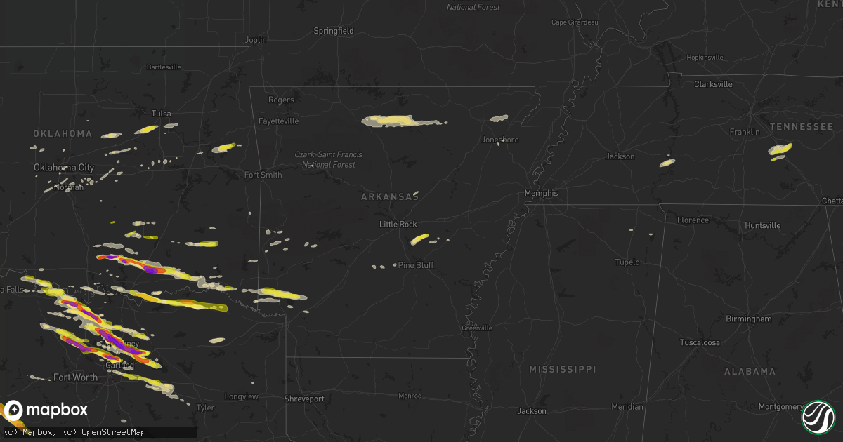 Hail map in Arkansas on April 21, 2017