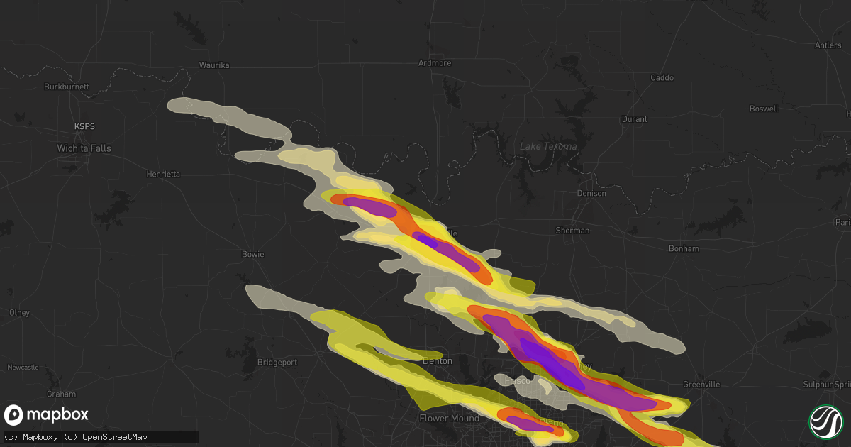 Hail map in Gainesville, TX on April 21, 2017