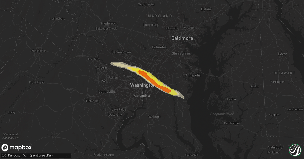 Hail map in Hyattsville, MD on April 21, 2017