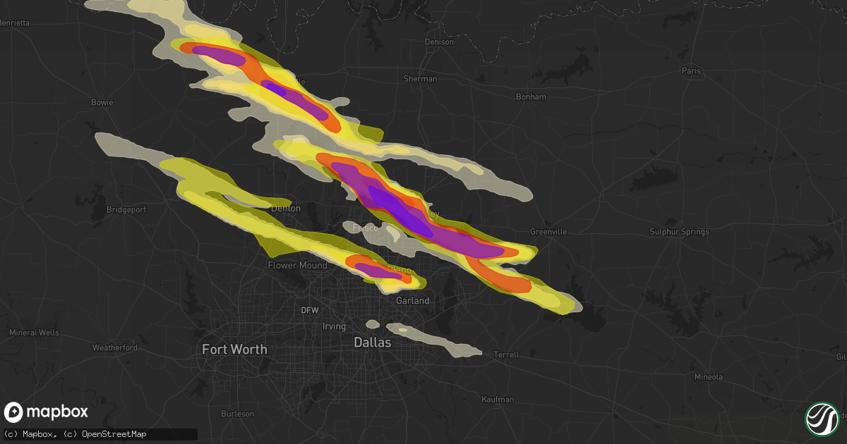 Hail map in Mckinney, TX on April 21, 2017