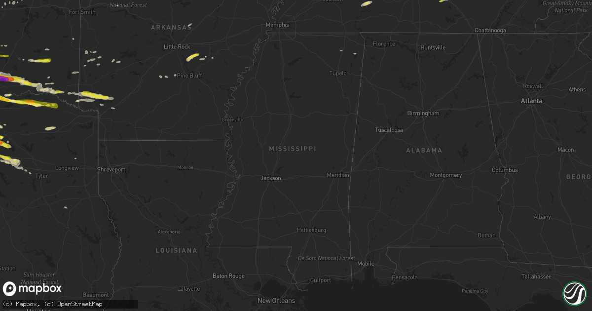 Hail map in Mississippi on April 21, 2017