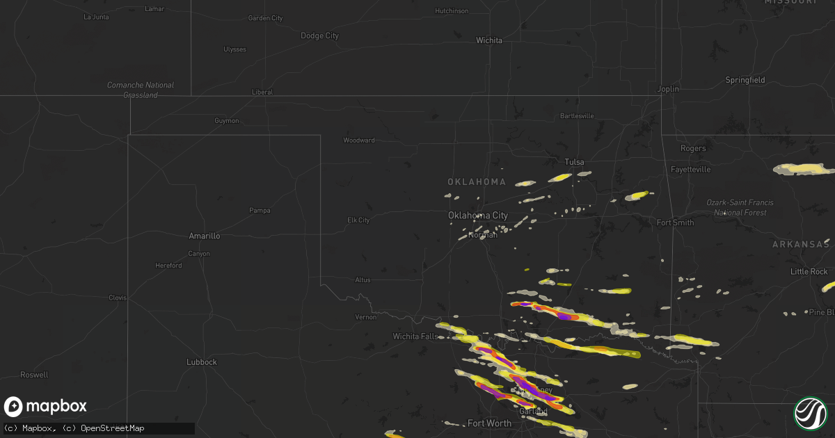 Hail map in Oklahoma on April 21, 2017