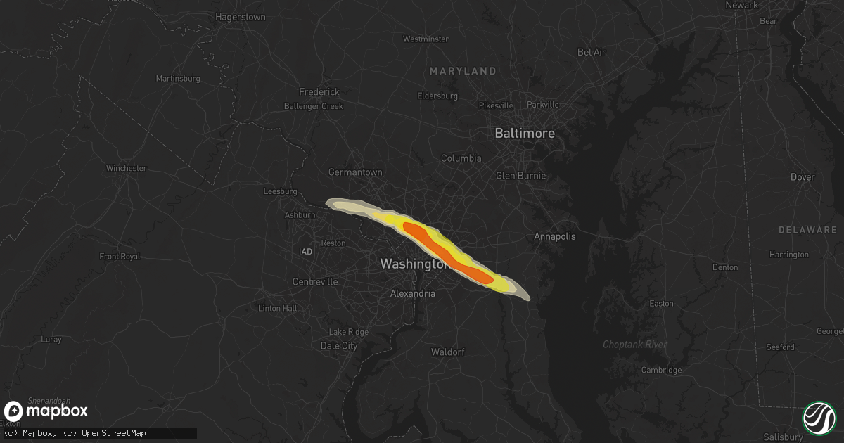 Hail map in Silver Spring, MD on April 21, 2017