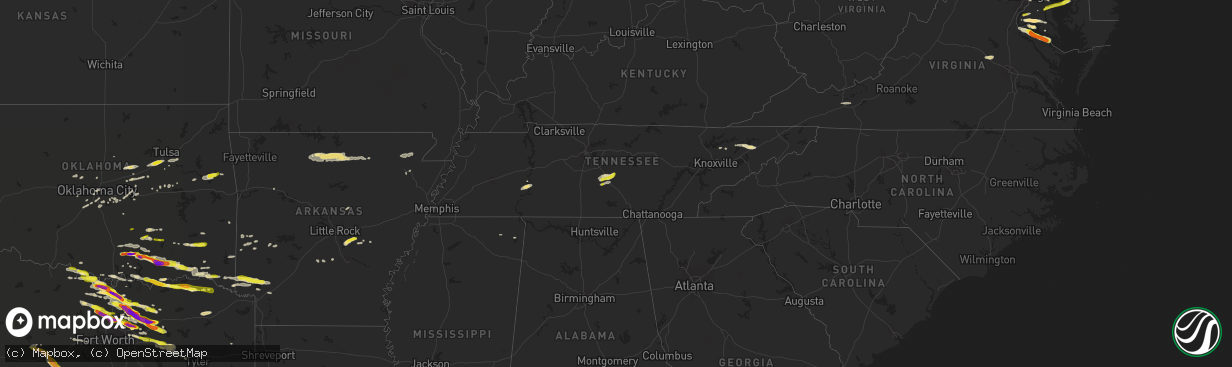 Hail map in Tennessee on April 21, 2017