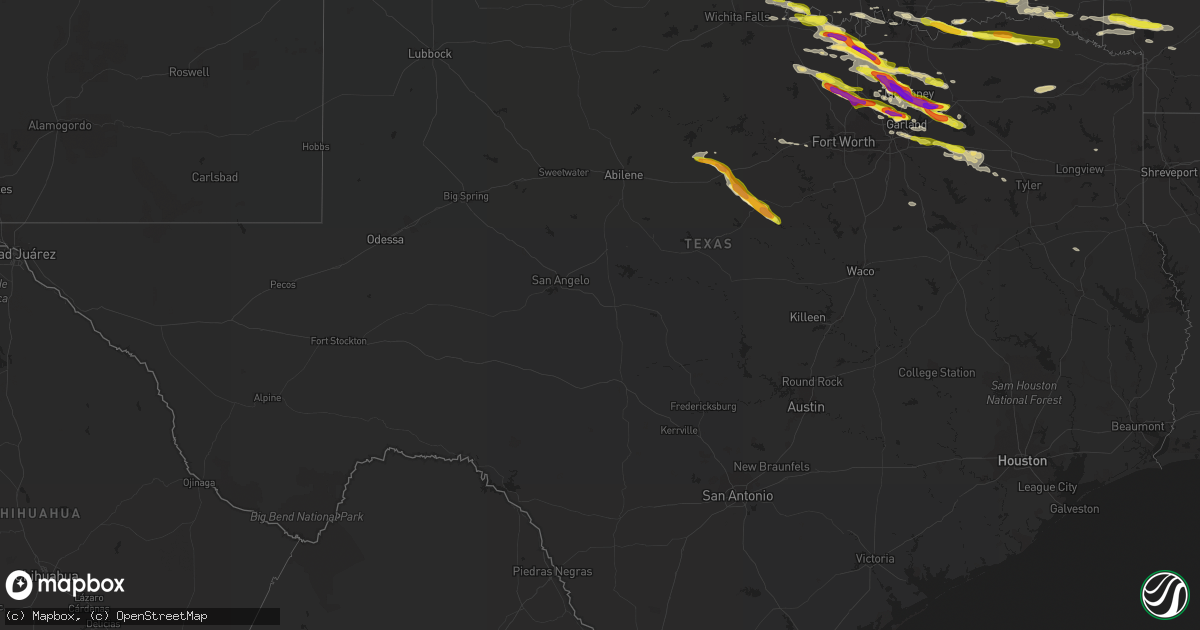 Hail map in Texas on April 21, 2017
