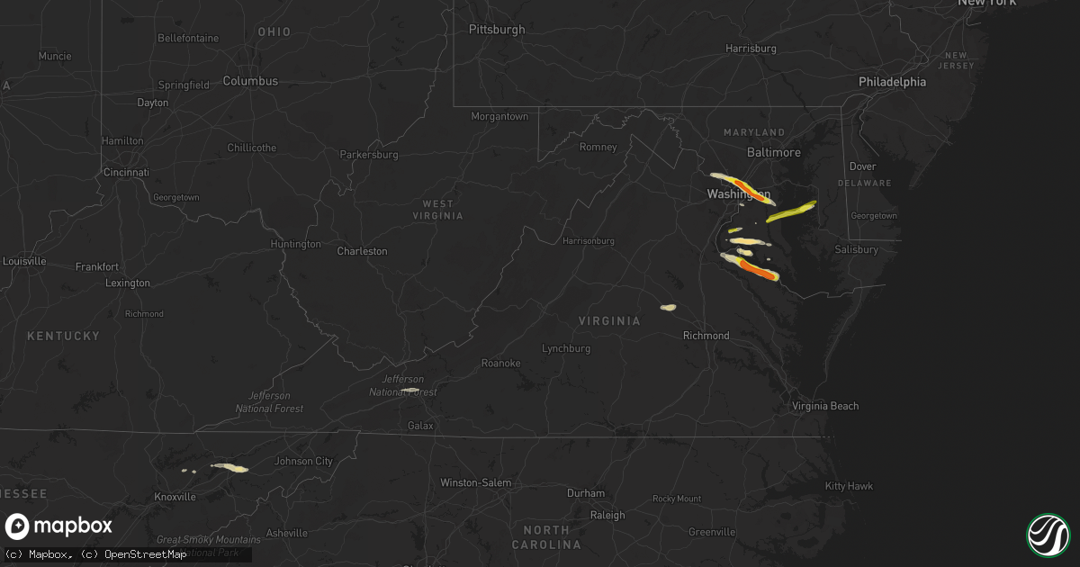 Hail map in Virginia on April 21, 2017