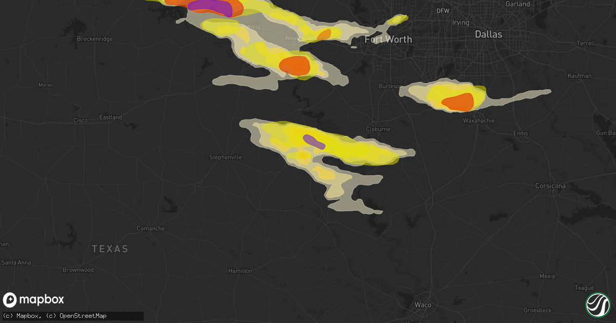 Hail map in Glen Rose, TX on April 21, 2018