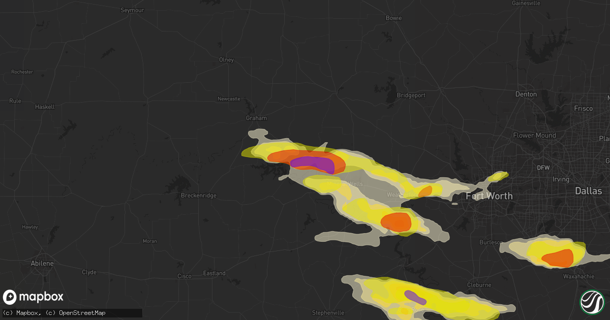 Hail map in Graford, TX on April 21, 2018